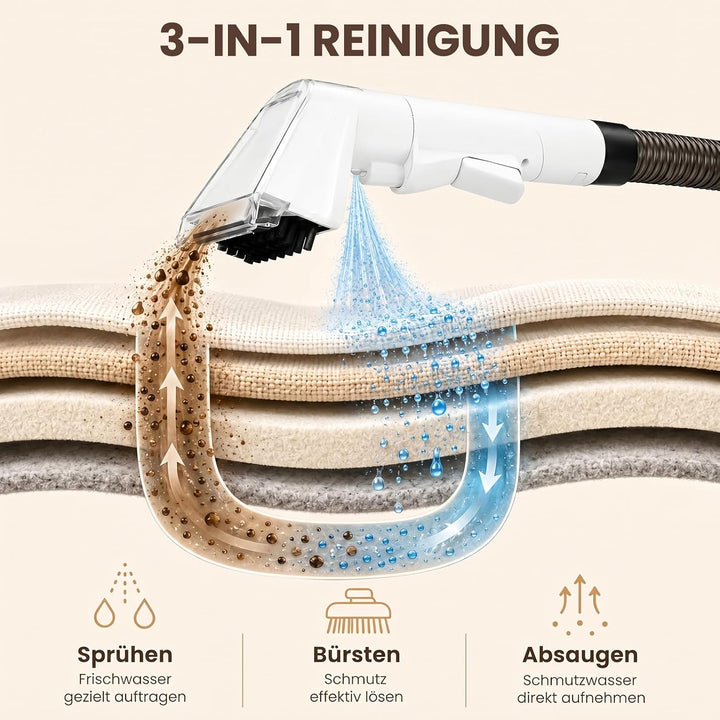 16kPa Polsterreiniger und Nasssauger Tragbar für Sofa, Teppich &amp; Auto