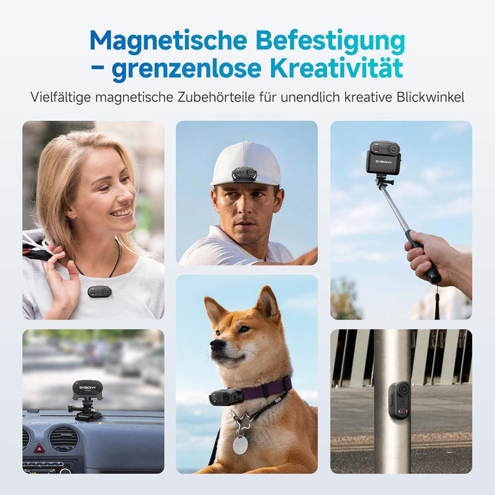 SVBONY SVGo M3 Mini Action Cam 4K, NEU Verbessert mit Ladestation, Anti-Shake Bodycam, 300 Minuten A