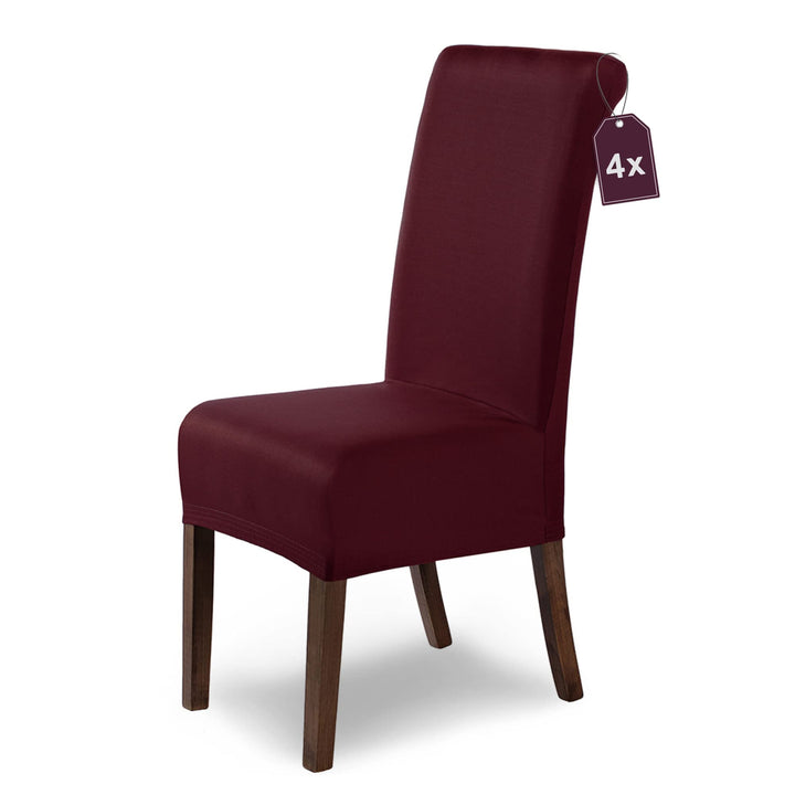 SCHEFFLER-Home Stuhlhussen Stretch Marie/Stuhlhussen Bordeaux 4er / elastische Stuhlabdeckungen mit