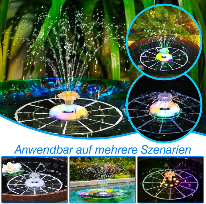 AISITIN 4W LED Solar Springbrunnen für Aussen mit Fernbedienung, Solar Schwimmender Fontäne Pumpe mi