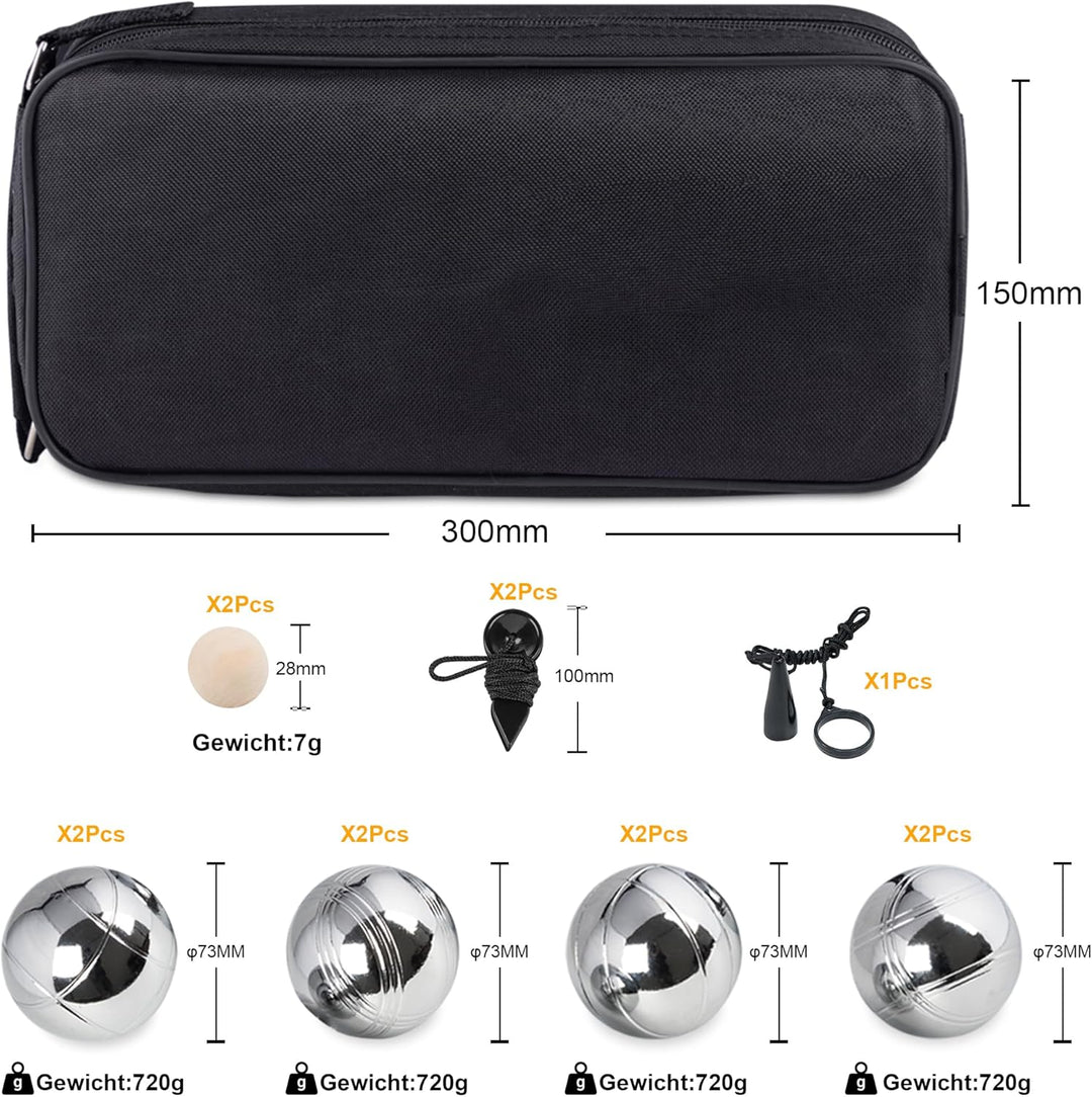 Personalisierte Boule Set, 8 Metall Kugeln mit Gravur, Boccia/Petanque Outdoor Spiel mit Tragetasche