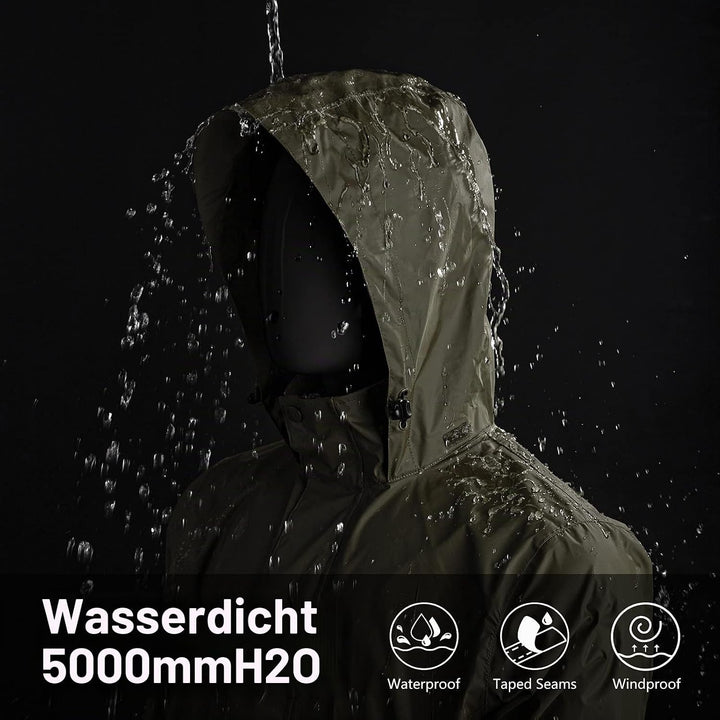 33,000ft Regenjacke Herren Leicht Wasserdicht Faltbare Regenmantel mit Kapuze Fahrrad Rain Windbreak