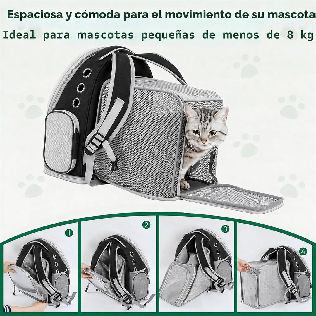 Erweiterbar Katzenrucksack mit Fenster Katzenrucksack Hunderucksack Geeignet für 3–5 kg 42x32x26-56c
