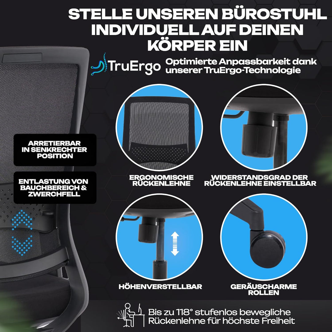 VALKENSTOL M2 Ergonomischer Bürostuhl ohne Armlehne 150 kg [ohne Kopfstütze] Bürostuhl Ergonomisch S