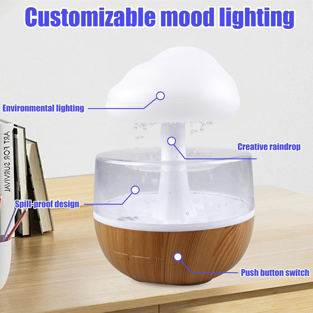 Regenwolken Luftbefeuchter mit Nachtlicht: Regen Wolke Luftbefeuchter Wasserfall Lampe, 3 in 1Raumbe
