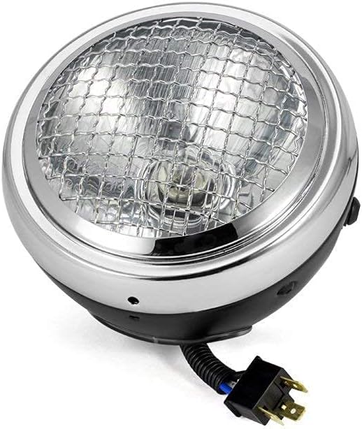 6" Scheinwerfer für Projekt Motorrad - Cafe Racer Retro Scrambler - Schwarz Netz Grill mit Chrom Ble