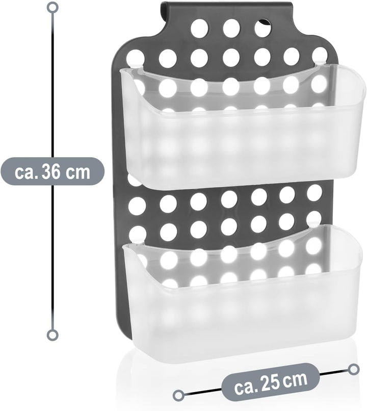 com-four® 2x Duschkorb mit 2 Fächern, Duschgelhalter mit Haken | höhenverstellbare Hängekorbe - Dusc