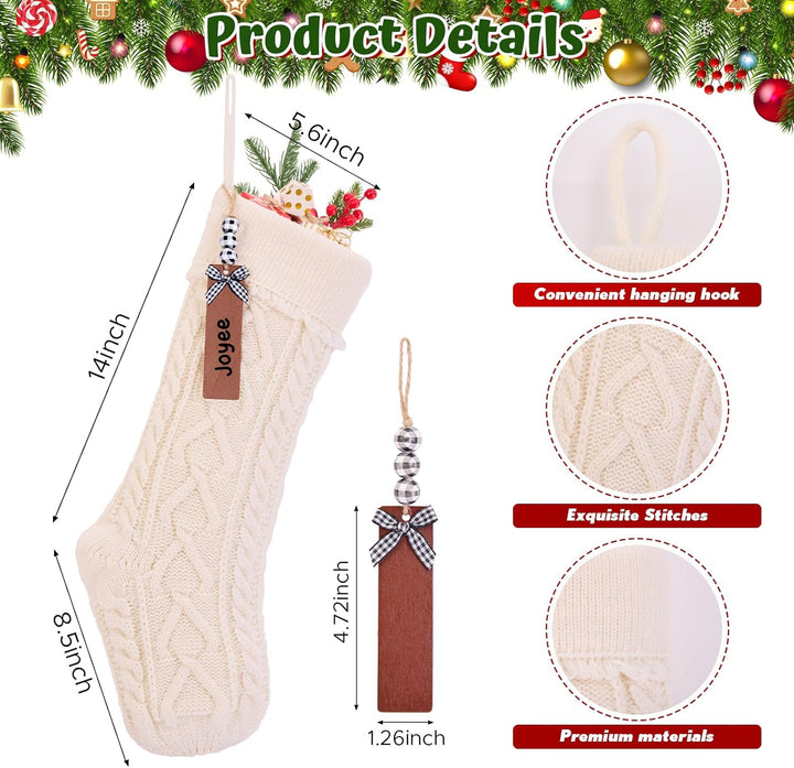 Weihnachtsstrümpfe, Kamin, Weihnachtsbaumschmuck, Ornamente für Urlaub, Familie, Freunde, Weiss, 4 S