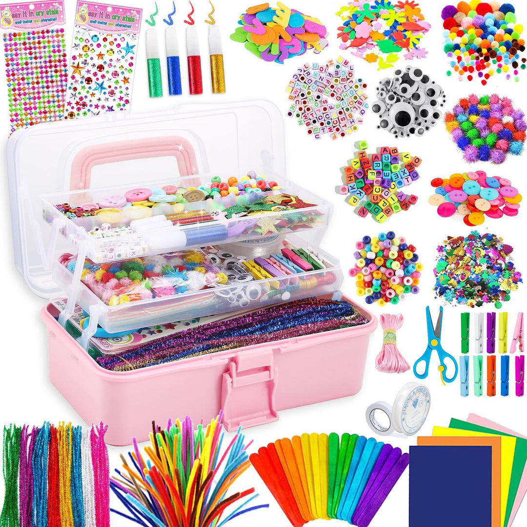 Gutenguy Bastelset Kinder, 3000+Pcs Bastelkoffer Bastelbedarf Material Set, Grosse Bastelbox Geschen