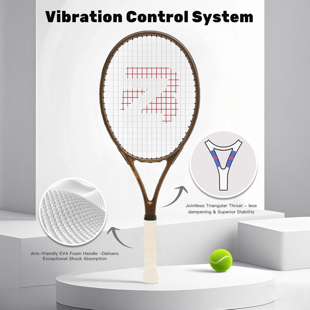BatZoom Tennisschläger für Anfänger und Erwachsene, Leichter Graphitschläger mit komfortablem Griff,