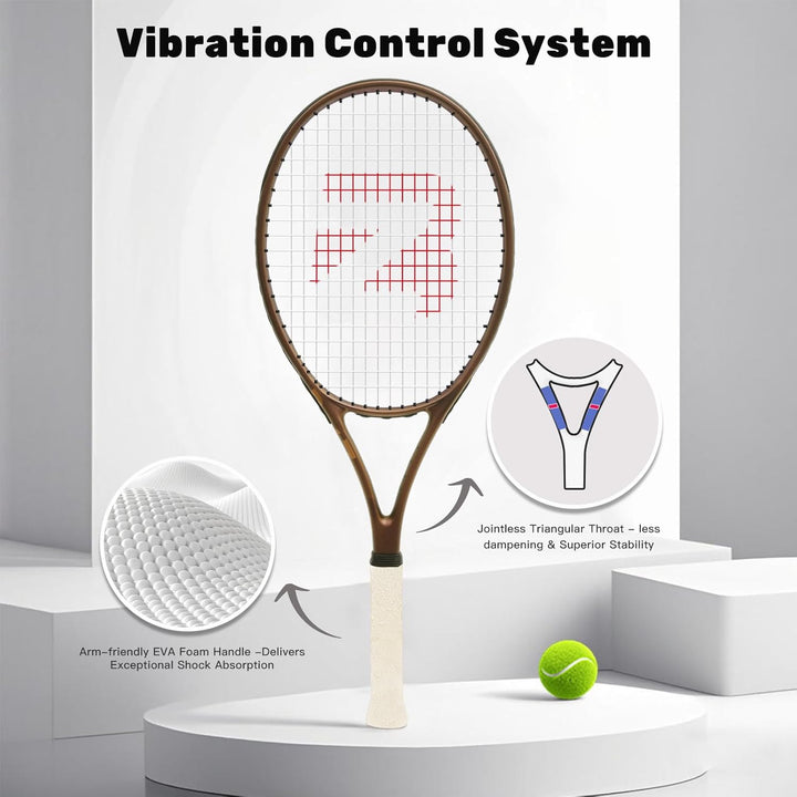 BatZoom Tennisschläger für Anfänger und Erwachsene, Leichter Graphitschläger mit komfortablem Griff,