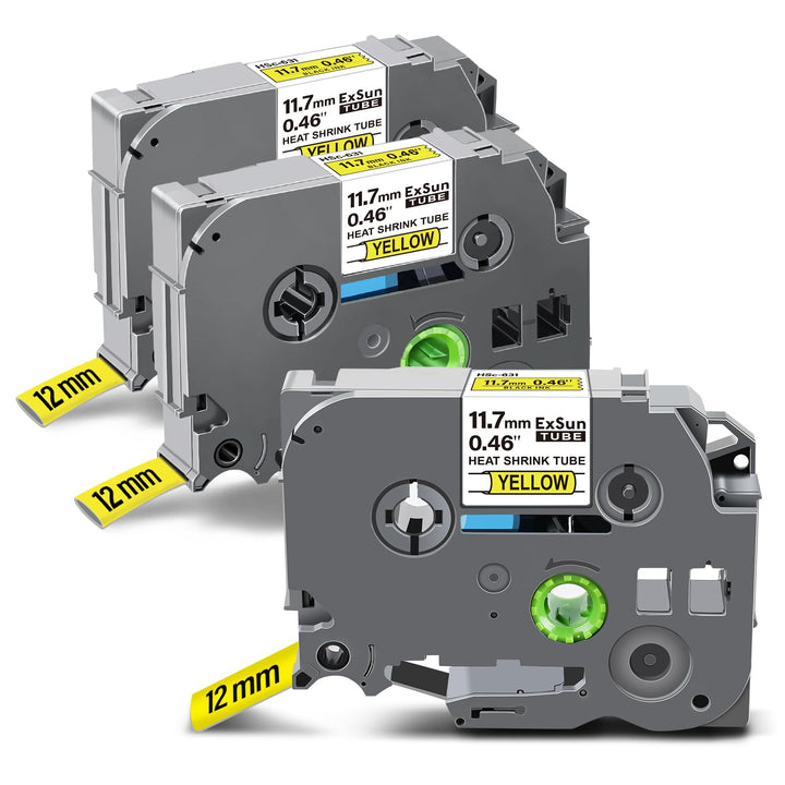 3er-Pack Kompatibel 11,7mm Schrumpfschlauch Schriftband als Ersatz für Brother Hse-631 Hs-631 HSc-63