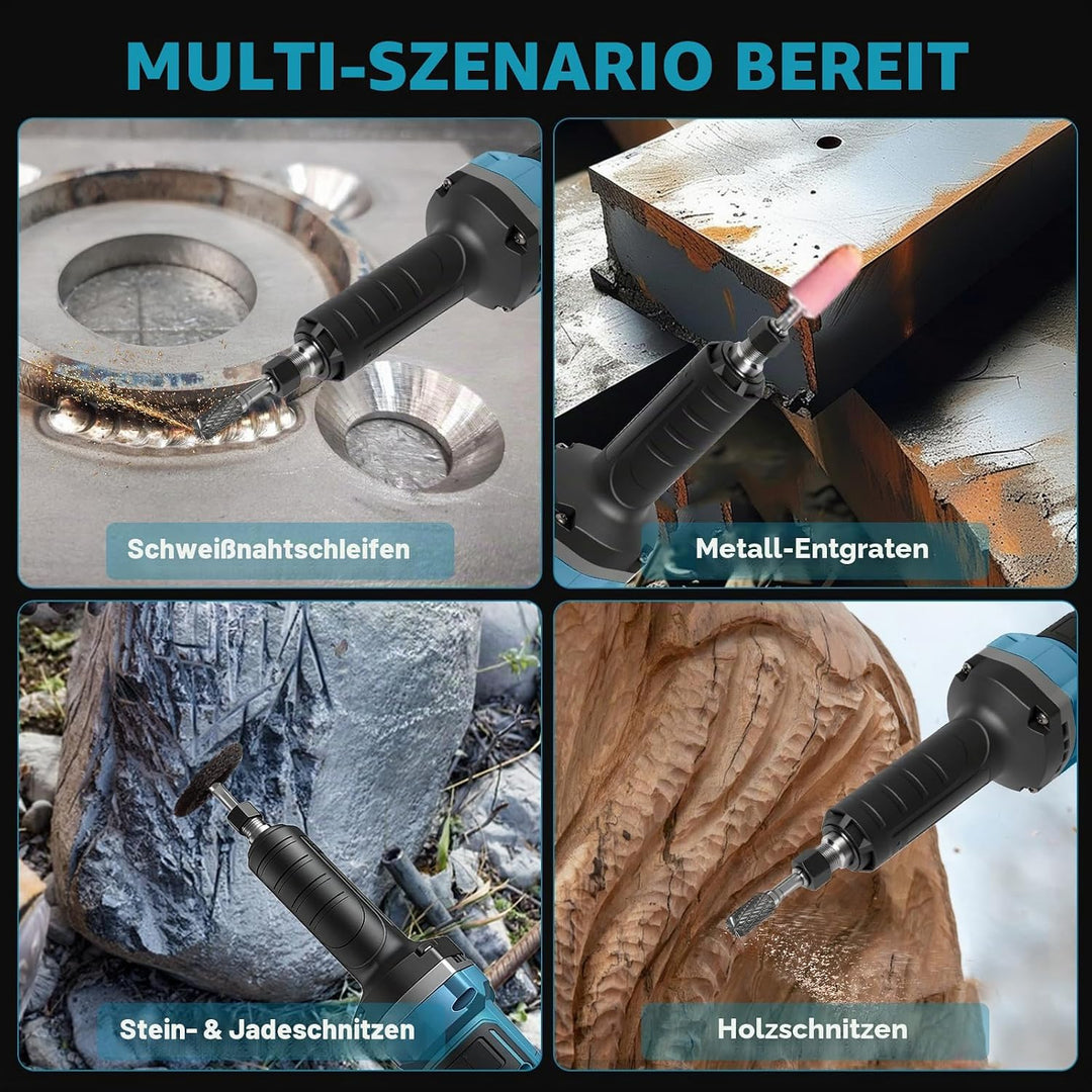 Akku Geradschleifer Kompatibel mit Makita 18V Akku, Bürstenloser Geradschleifer 6mm 3mm Bohrfutter P