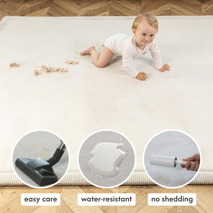 Wolkenweiche Samtmatte-Spielmatte Baby 200x150x2,5cm, Grau – Kinderteppich mit hochwertigem Memory-S