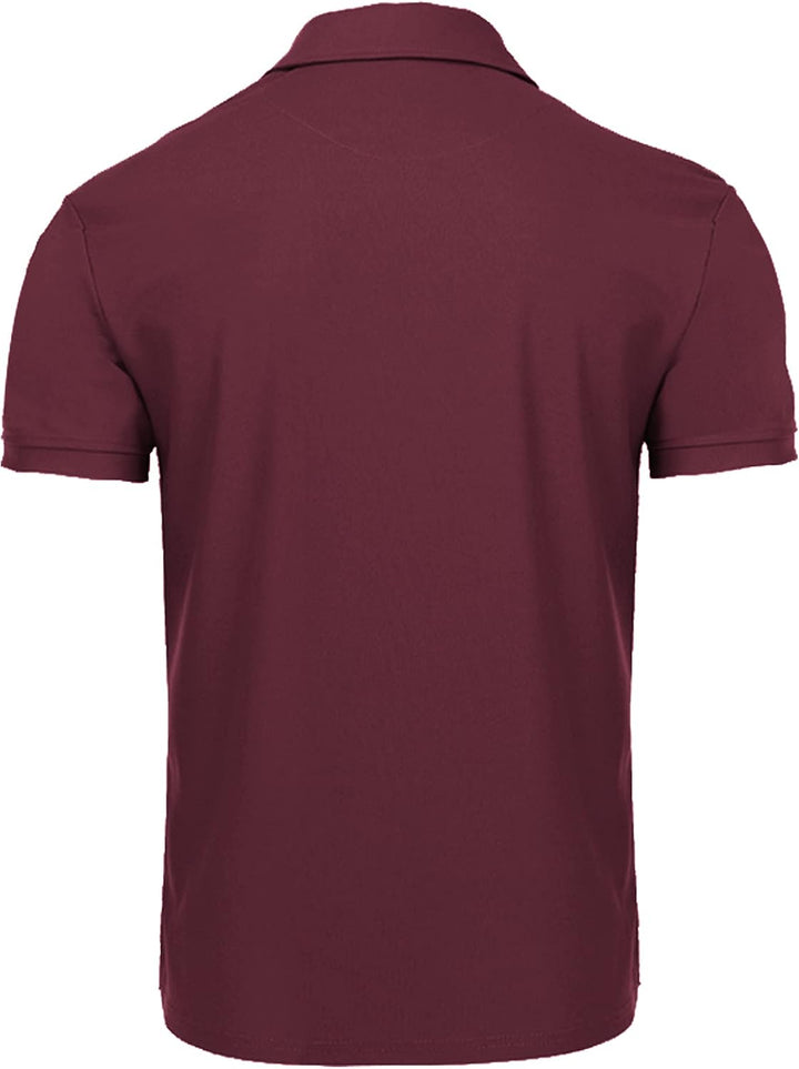 geeksport Poloshirt Herren Kurzarm Freizeit Sport Polo Golf Tshirts Männer Polohemd Weinrot L, Weinr