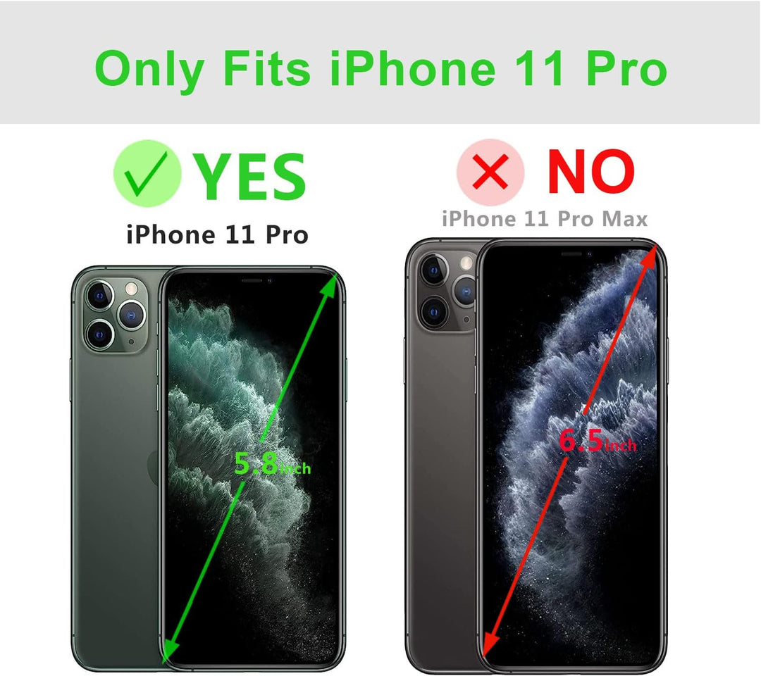LENSUN Hülle für iPhone 11 Pro Echtleder, Handyhülle [Echtes Leder][Magnetverschluss Brieftasche][RF