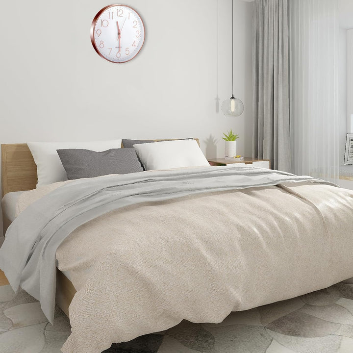 Wanduhr 30 cm, Quartz Lautlos wanduhren rund, für Büro,Wohnzimmer, Küche, Schule Kinderzimmer（Rose G