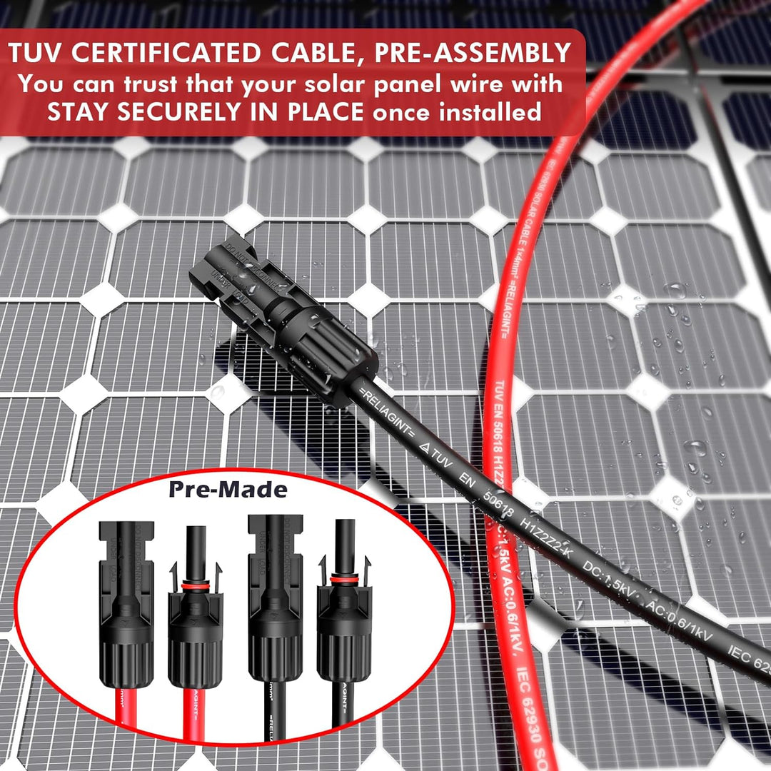 Solarkabel Set 9m – Wetterfeste Verlängerung mit Verzinntem Kupferkabelverbinder Gegen Rost und Oxid