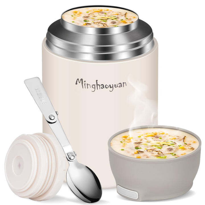 Thermobehälter für Essen, 800ml Edelstahl Thermobecher Essen mit Löffel, 100% auslaufsicher Thermo L