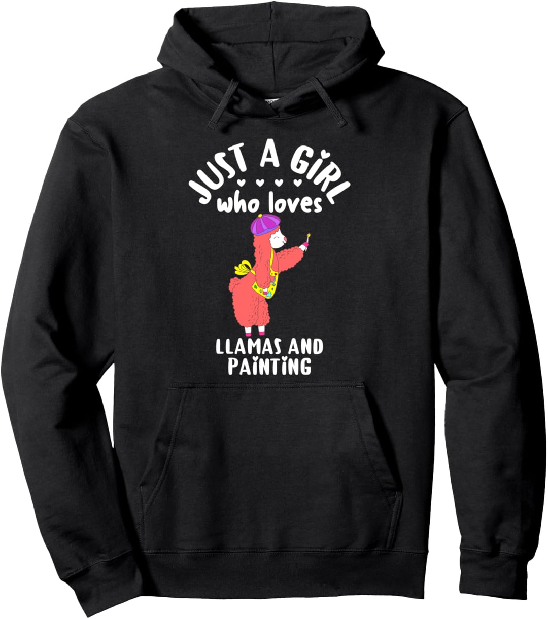 Painting Gift Just a Girl who Loves Llamas Painter Llama Pullover Hoodie