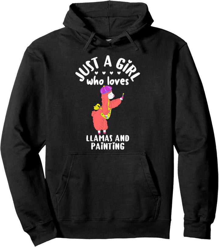 Painting Gift Just a Girl who Loves Llamas Painter Llama Pullover Hoodie