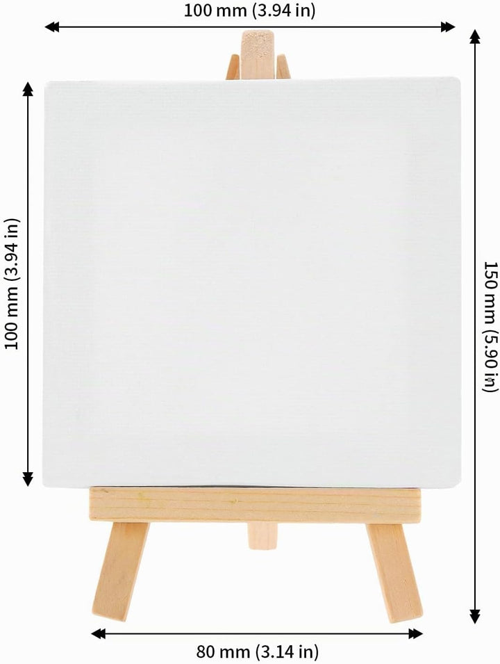 Mini Leinwand mit Staffelei Set mit Pinsel und Farbpaletten, 10x10 cm 24-teilig Leinwand Zum Bemalen