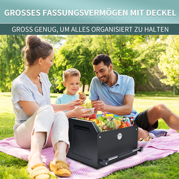 Auto Kofferraum Organizer mit Deckel, Premium Leder Kofferraumtasche mit stabilem Griff, Multifunkti
