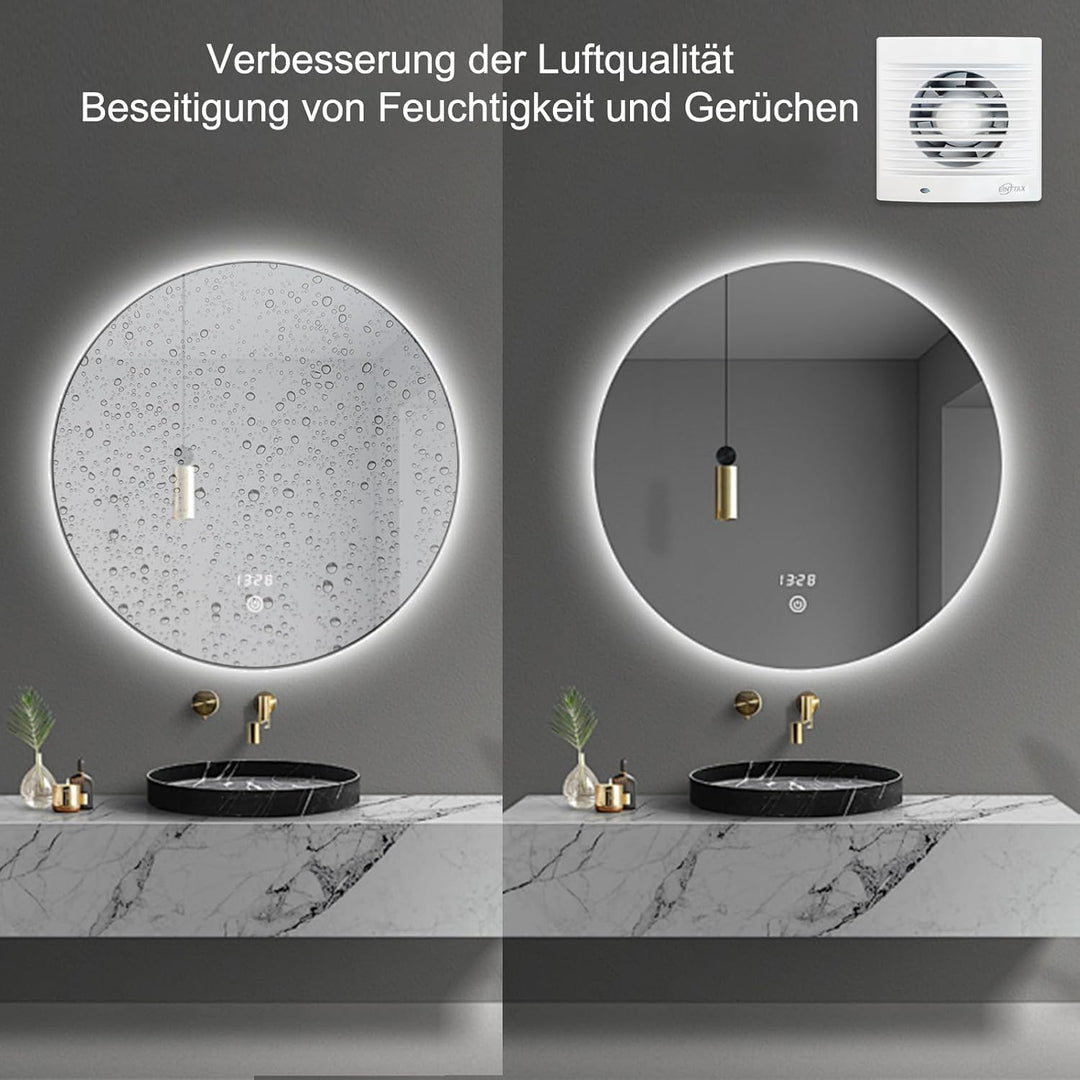 Badlüfter 100mm Abluftventilator Küche, 120m³/h IPX2 Wasserdicht Badlüfter mit Rückstauklappe,für Ba
