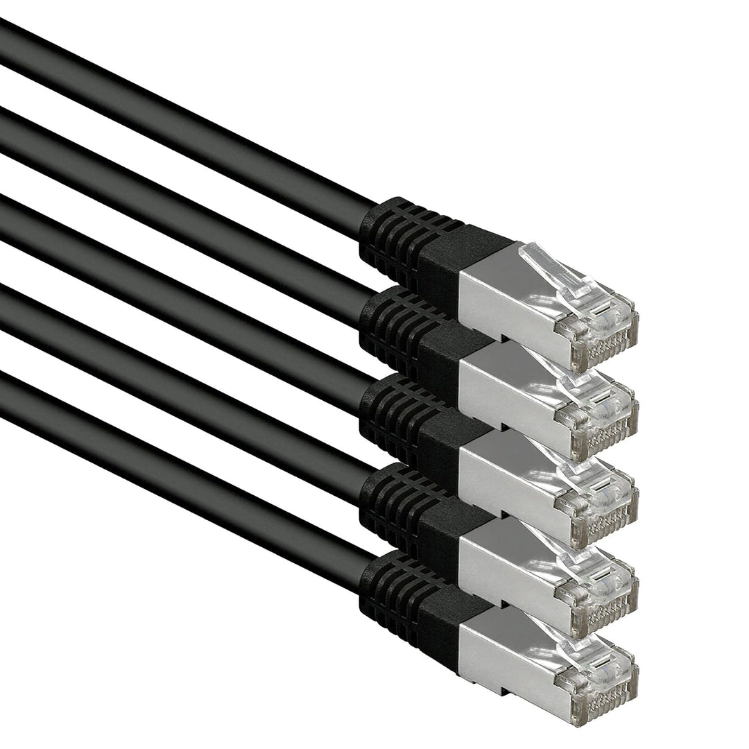 1aTTack.de 7,5m schwarz - 5 Stück Cat.6 Patchkabel Netzwerkkabel CAT6 S-FTP Gigabit Lan PIMF CAT 6 K