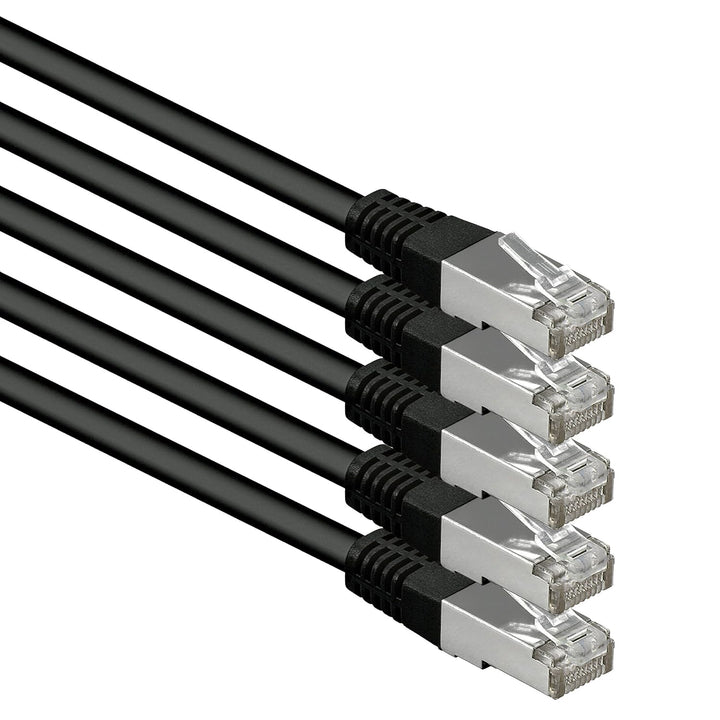1aTTack.de 7,5m schwarz - 5 Stück Cat.6 Patchkabel Netzwerkkabel CAT6 S-FTP Gigabit Lan PIMF CAT 6 K