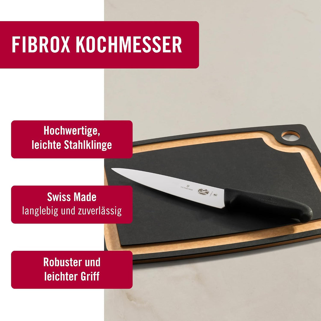 Victorinox Fibrox Kochmesser, Breites Universalmesser für Fleisch, Fisch, Gemüse und Kräuter, 19 cm,