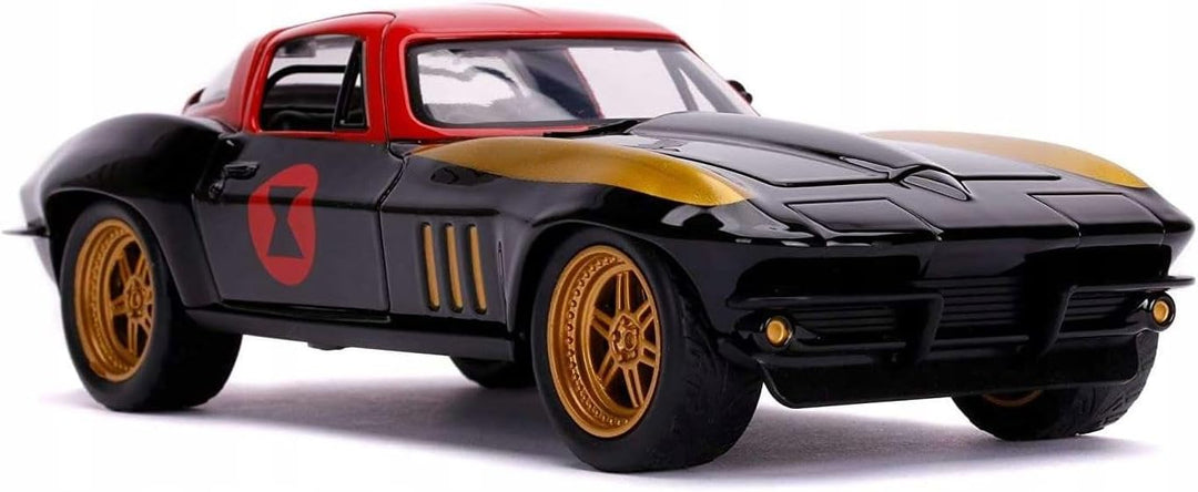 Jada Toys 253225014 Marvel, 1966 Chevy Corvette, Spielzeugauto, Türen, Kofferraum, Motorhaube zum Öf