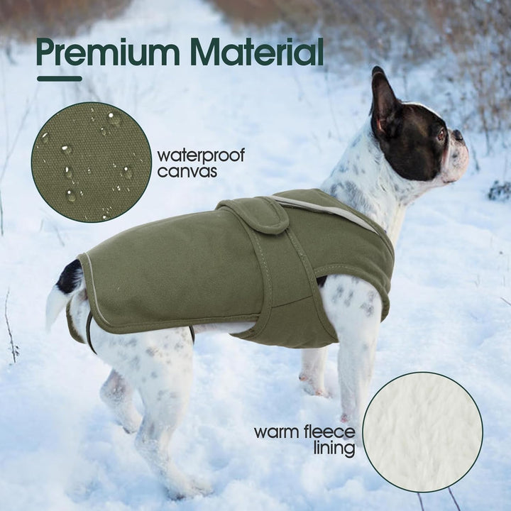 Kuoser Leinwand Haustier Hund Wintermantel, Reflektierende Warme Fleecejacke für Kleine Mittelgrosse