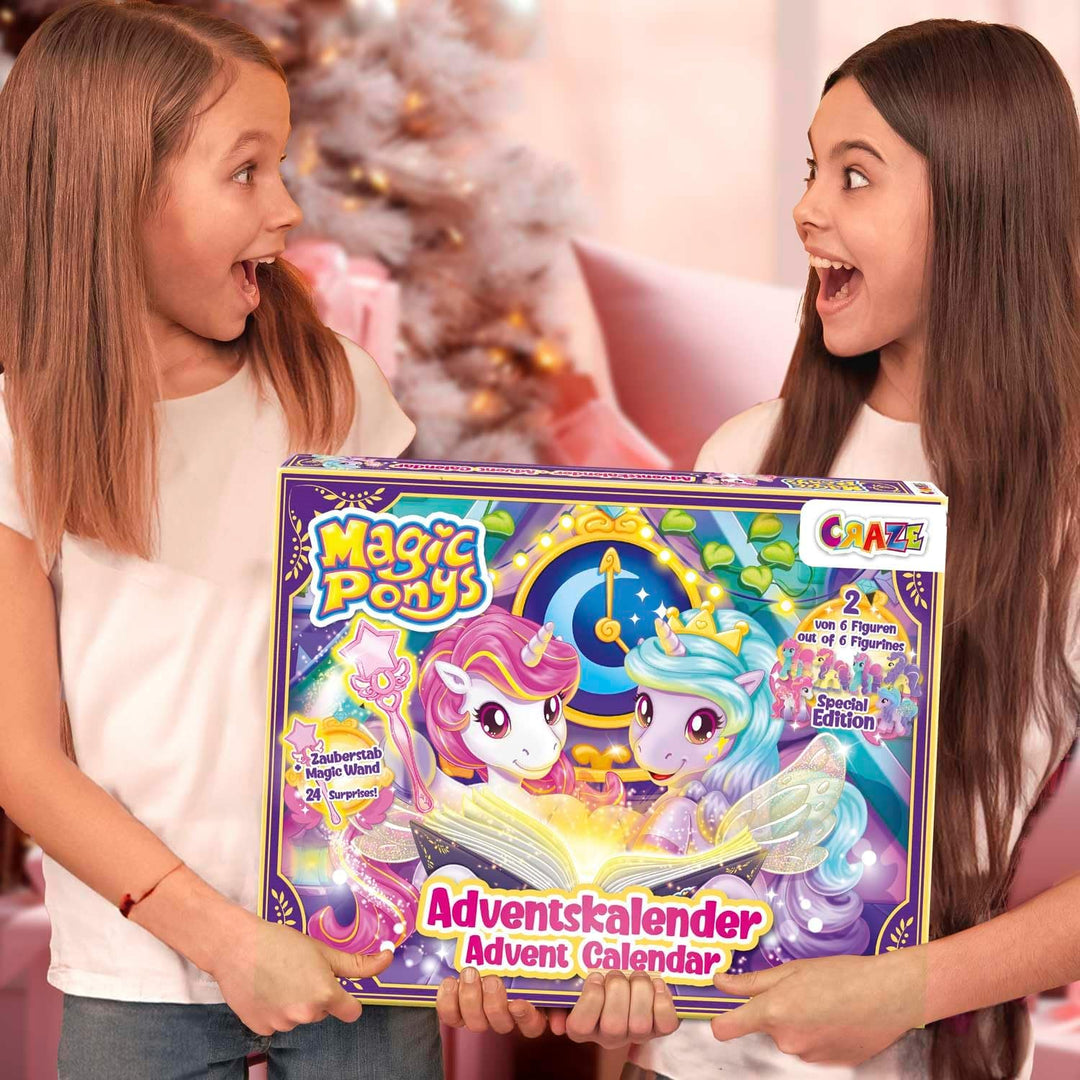 CRAZE MAGIC PONYS Adventskalender für Kinder, Adventskalender für Mädchen mit Spielzeug & Zubehör, i