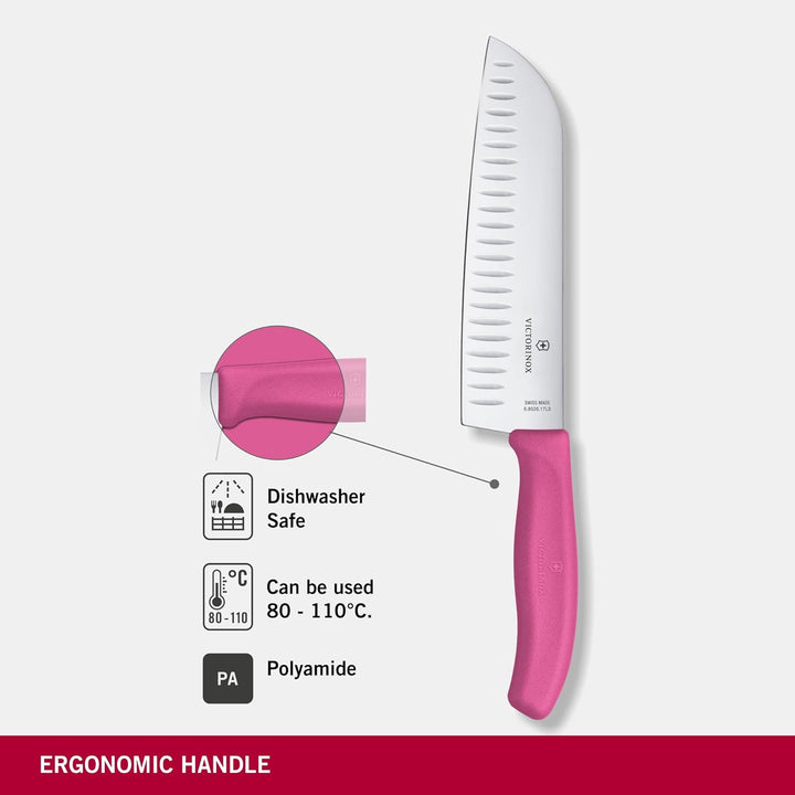 Victorinox, Swiss Classic, Profi Santokumesser, Extra Scharfe Klinge, Kullenschliff, 17 cm, Robuster