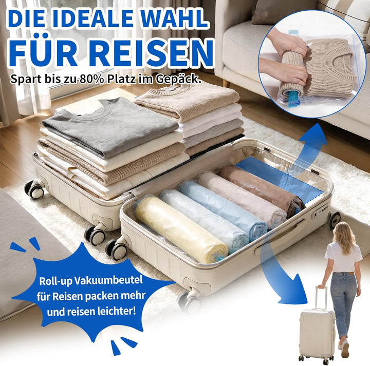 Gucass 25er Vakuumbeutel für Kleidung mit Pumpe, Grössenmix von S bis XXL Vakuumbeutel für Bettdecke