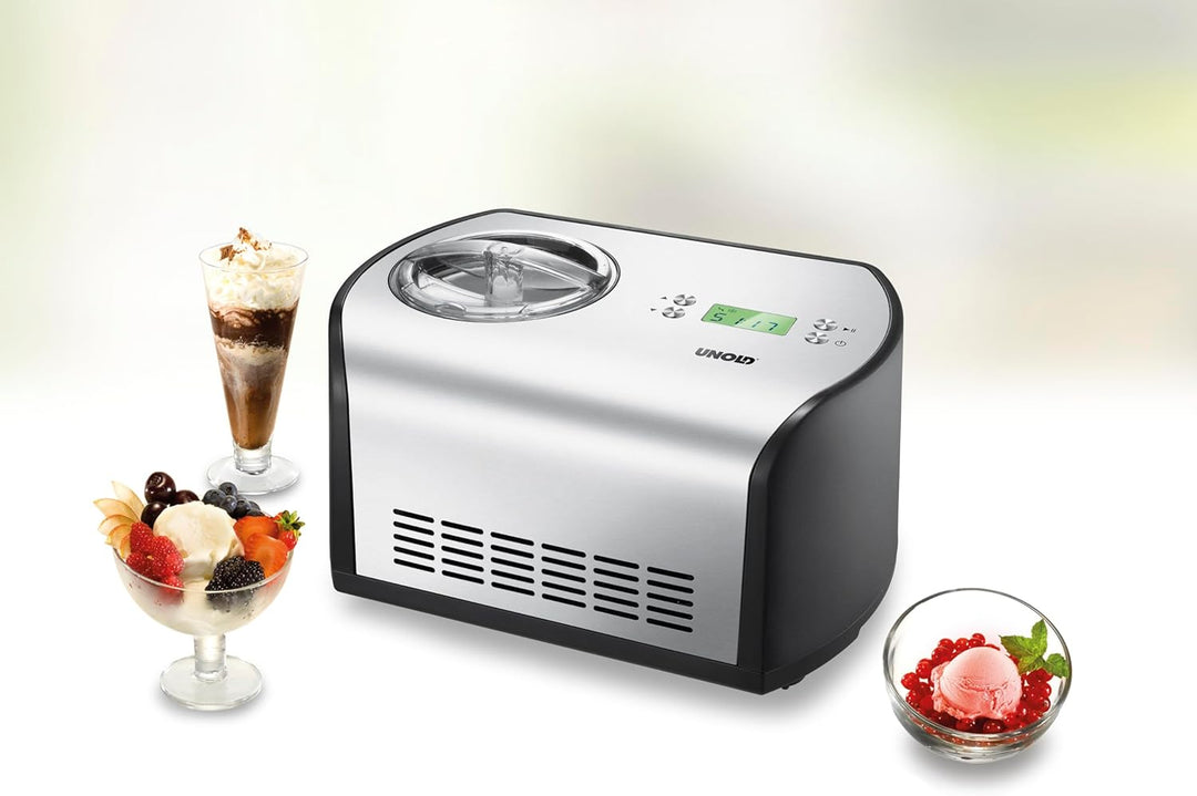 Unold 488659 Eismaschine One inkl. Eisbuch mit 101 Rezepten | Speiseeisbereiter 1,2 L, vollautomatis