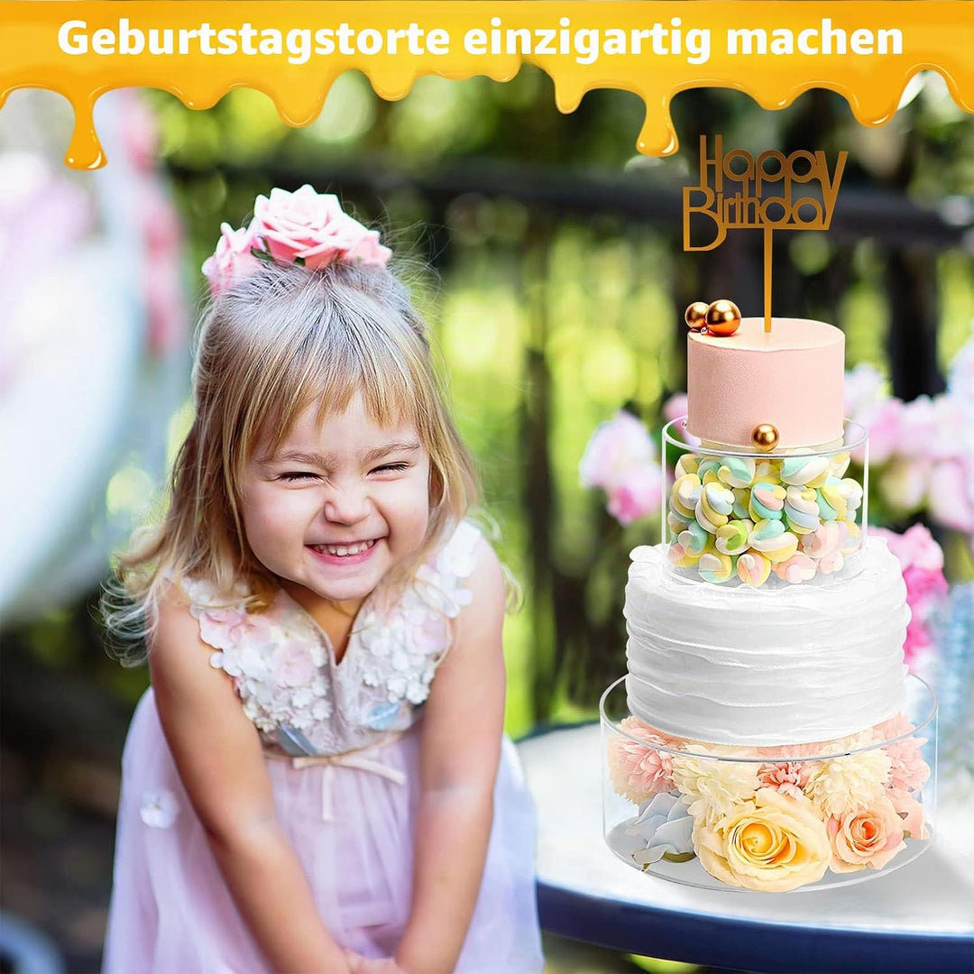 Nynelly 2 füllbare Acryl-Kuchen Stand Kuchen Riser Cake Tier, Runde Zylinder Display Riser Display B