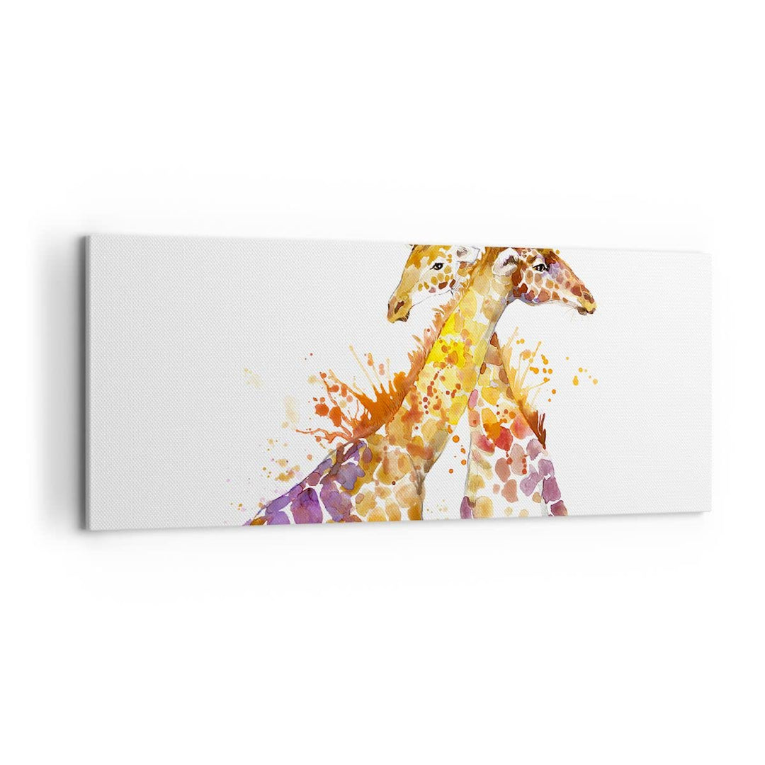 Panorama Bilder auf Leinwand 100x40cm Leinwandbild Giraffen Tiere Kinder Safari Gross Wanddeko Bild
