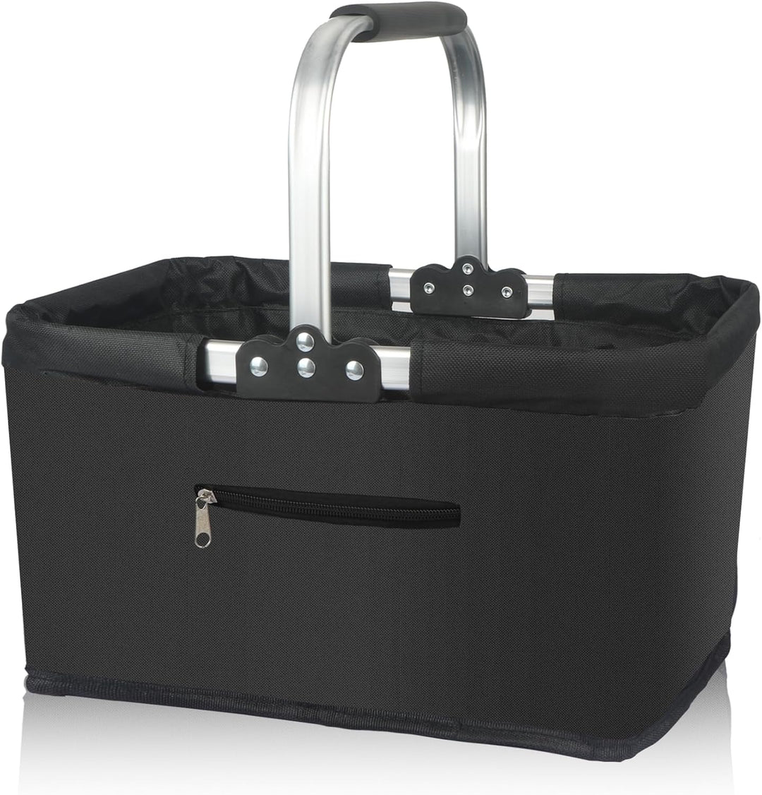 Einkaufskorb Faltbar 25L,Einkaufskorb Klein Mit Gepolsterte Griffe Und ReissVerschlusstasche,Einkauf