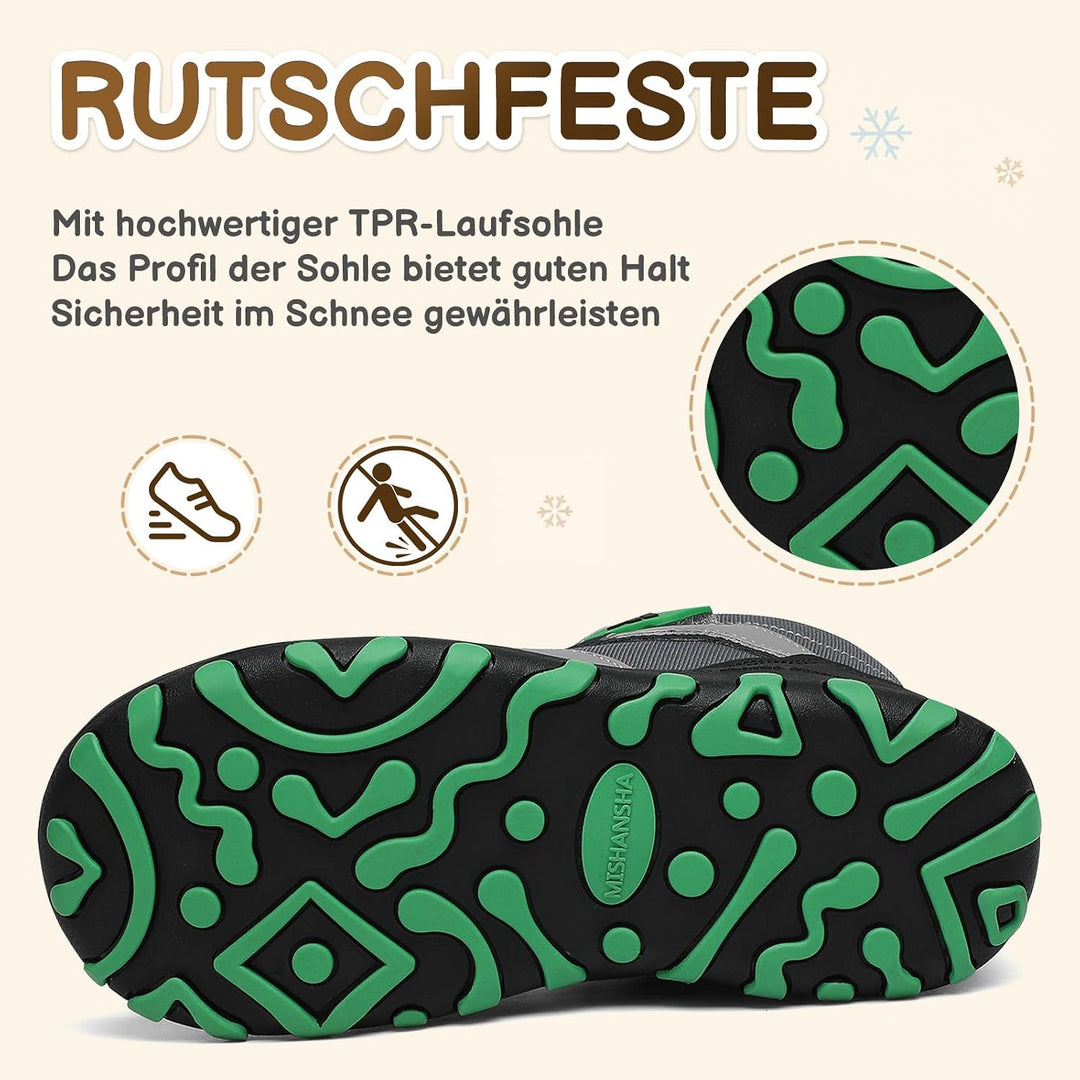 Mishansha Kinder Winterschuhe Gefüttert Winterstiefel für Jungen Mädchen Gr.24-38 33 EU Schwarz Grau