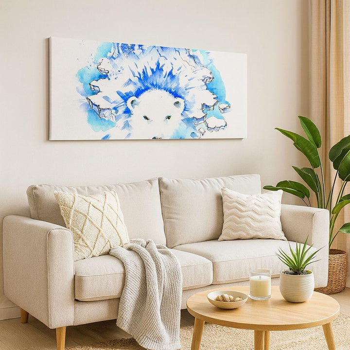 Wandbilder Dekoration Wohnzimmer Bär Eis Winter Arktis Panorama Bilder auf Leinwand 120x50cm Leinwan