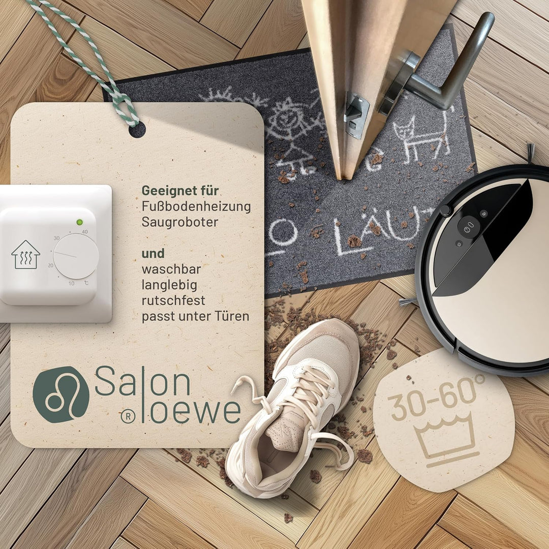Salonloewe Fussmatte waschbar Hallo Läute 50x75 cm Eingangs-Matte witzig lustig Sprüche Comic Fussab