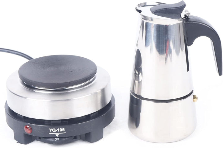 500W Elektrisch Espressokocher Edelstahl Kaffeekanne 200ml 4 Tassen Mokkakanne Elektrisch Kaffeekoch