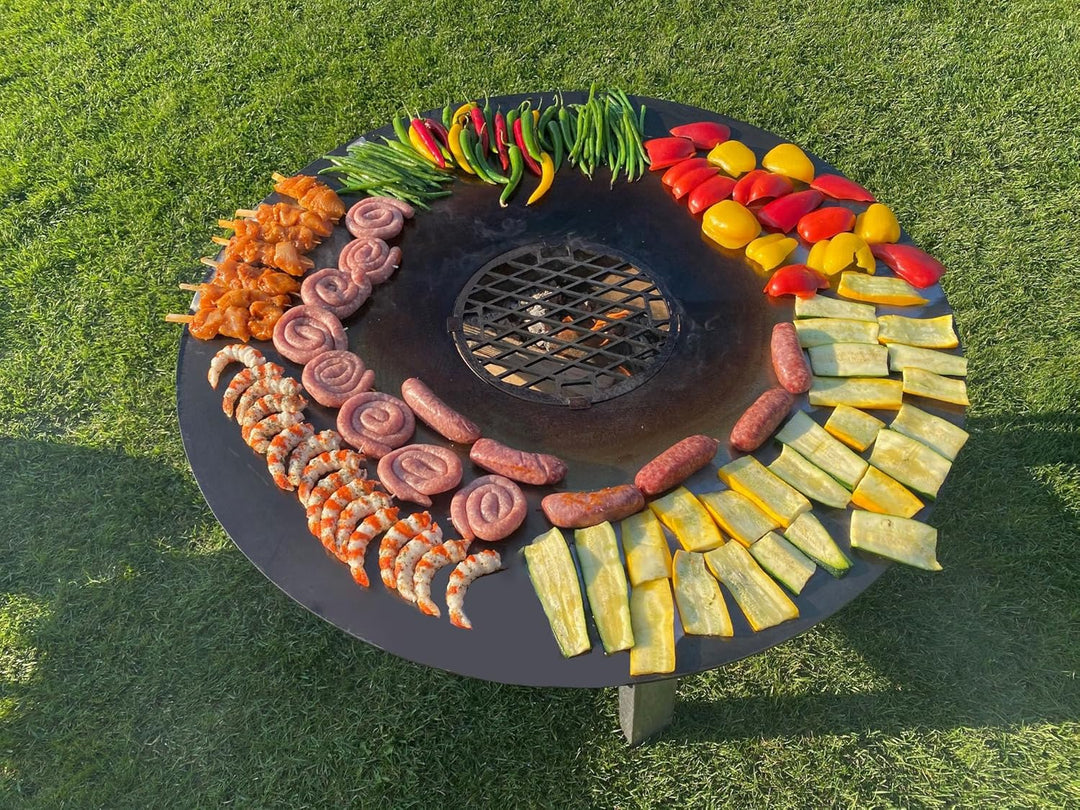 FENNEK Feuerplatte Ø 80 cm mit Ø 30 cm Loch | Grillring aus 5,0 mm Feinkornstahl | Für Feuertonne, F