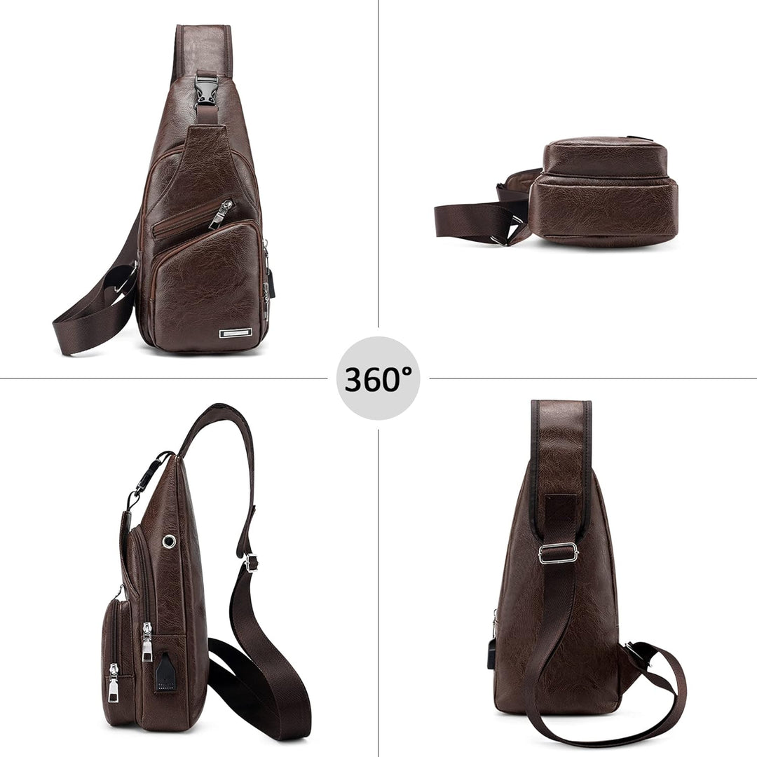 VARLIVOO Herren Sling Bag mit USB Port Brusttasche für Herren Schultertasche Fitness Radfahren Hikin