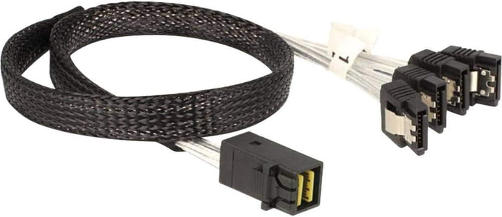 DeLock Kabel Mini SAS HD SFF 8643 x4 Stecker > 4 x SATA Buchse 0,5 m