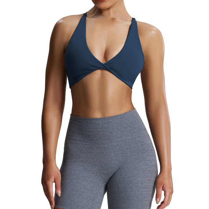Aoxjox Sienna Sport-BHS für Damen, Workout, Sport-BH, Yoga, Bauchfreies Tanktop Blaubeer S, Blaubeer
