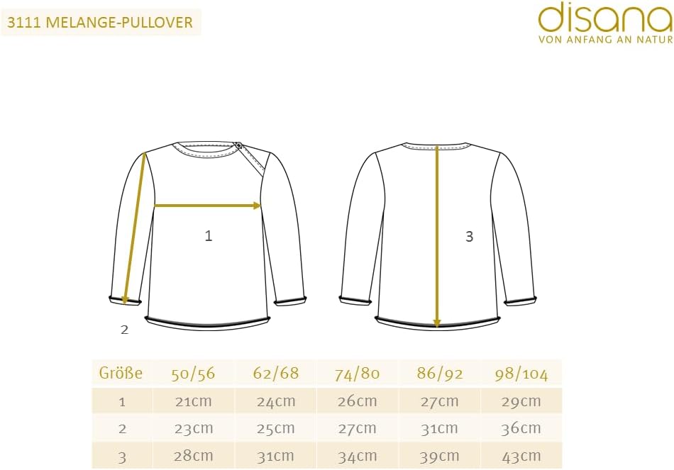 Disana Melange-Pullover, 100% Bio-Merinowolle GOTS, IVN Best | mit Knopfverschluss am Kragen | Baby