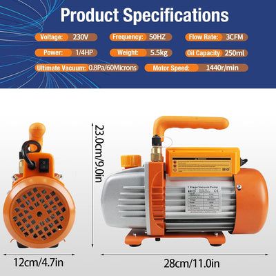 BACOENG 3CFM Einstufige Vakuumpumpe 85 L/Min Unterdruckpumpe